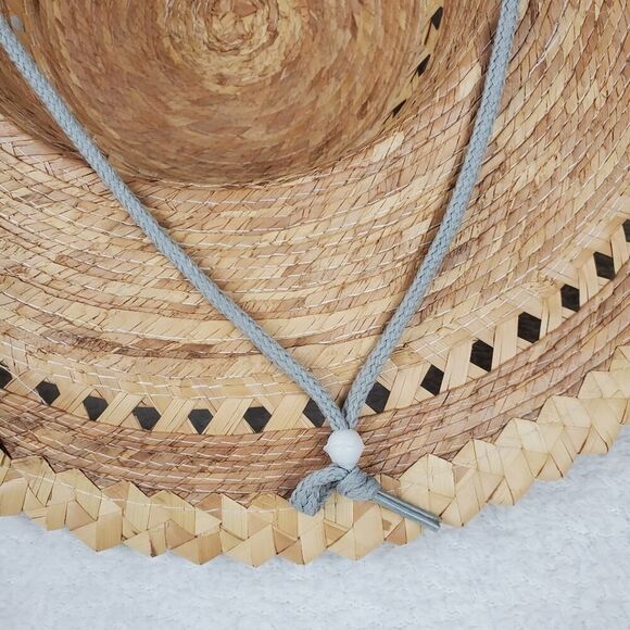 Straw Lattice Wide Brim Sun Hat Natural OS - Picture 7 of 8